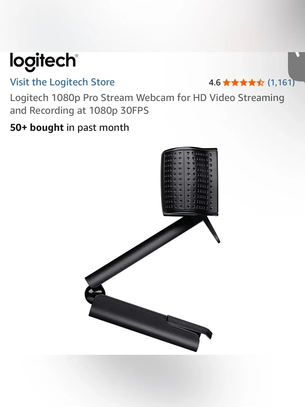 Logitech 1080p Pro Stream Webcam for HD Video Streaming & Recording New Unopened
